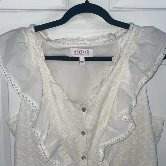 Shyanne White Ruffled Women's Ruffle Dress Medium - Picture 3 of 6